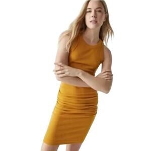 MICHAEL STARS Demi Above the Knee Dress Ultra Rib Dark Tumeric Gold NWT PM